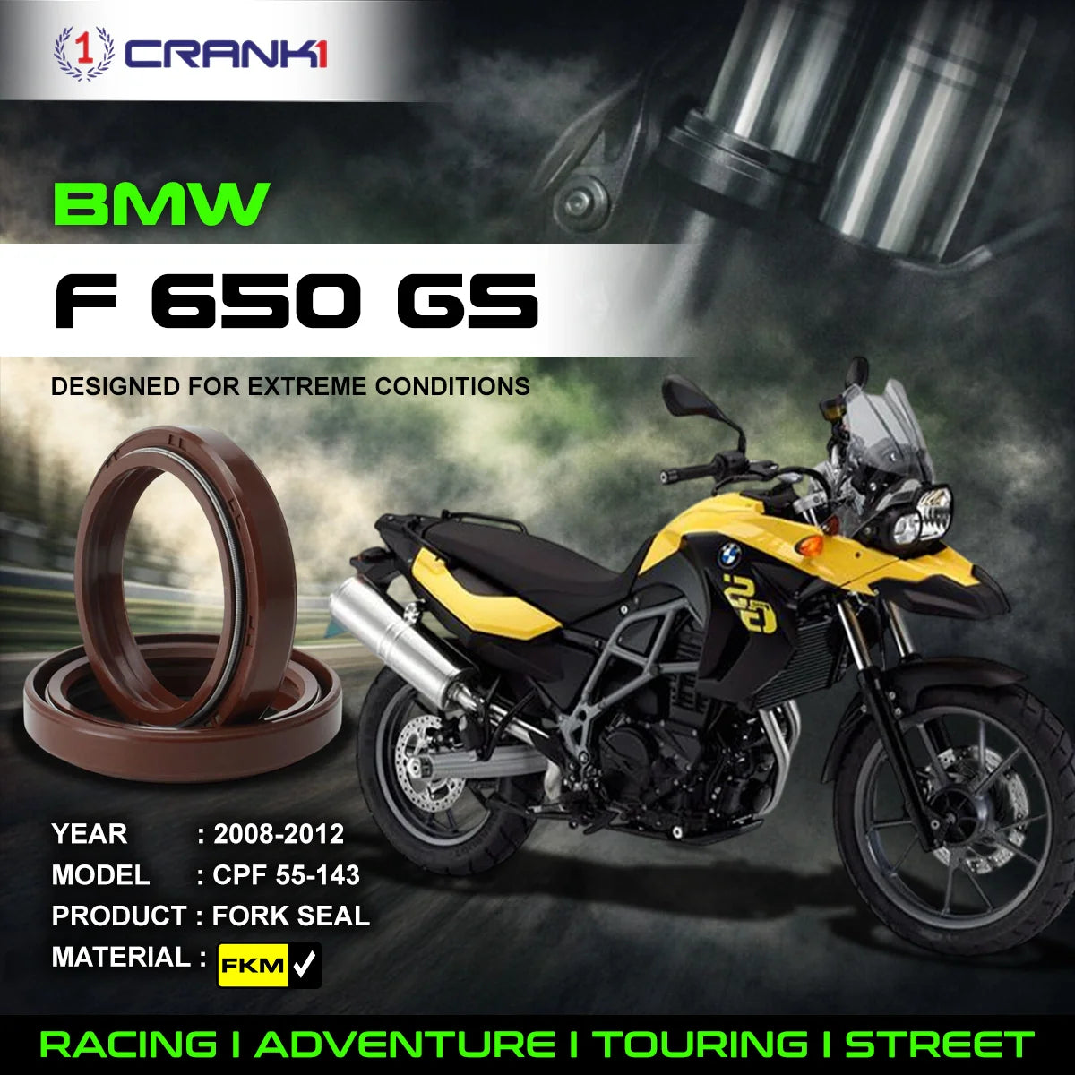 Fork Oil Seals Pair For BMW F 650 GS 2008-2012 - CPF55-143 - CRANK1