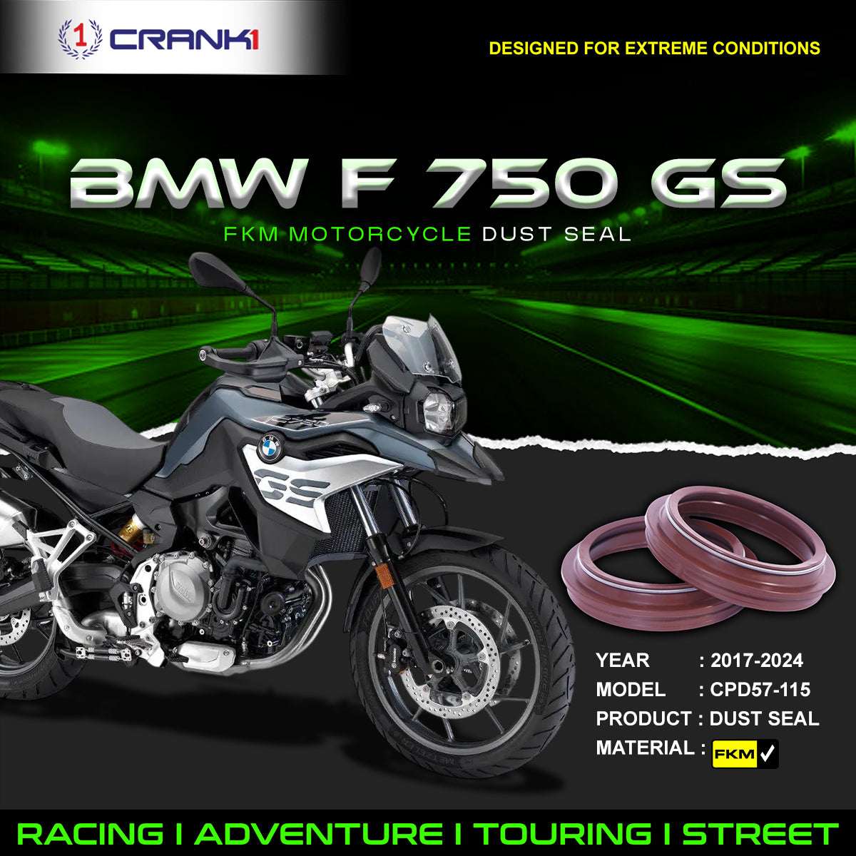 Fork Dust Seals Pair For BMW F 750 GS 2017-2024 - CPD57-115 - CRANK1