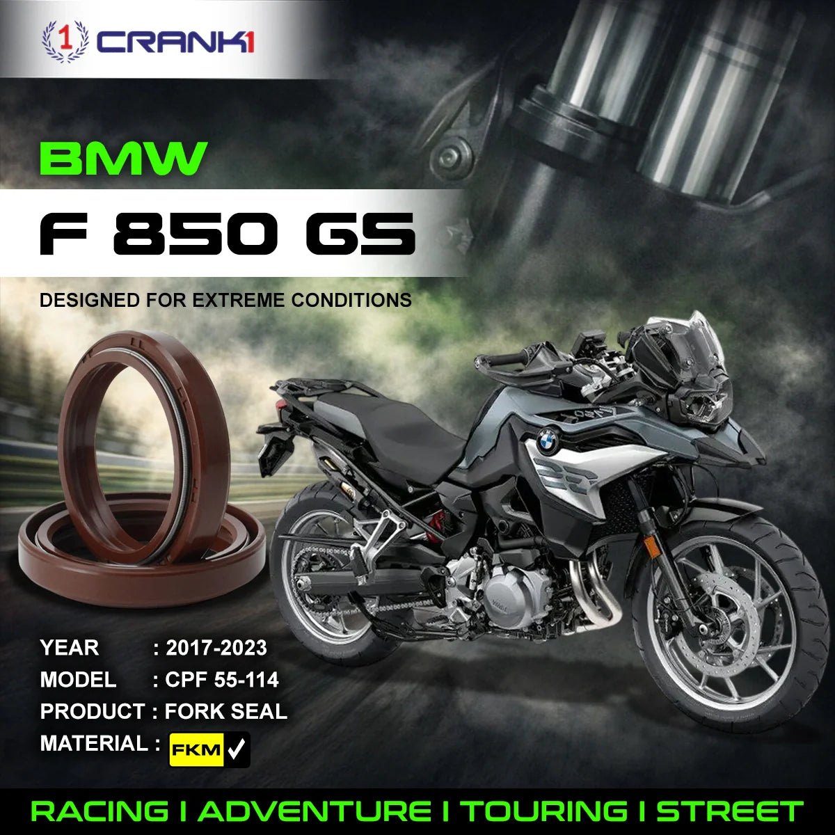 Fork Oil Seals Pair For BMW F 850 GS 2017-2023 - CPF55-114 - CRANK1