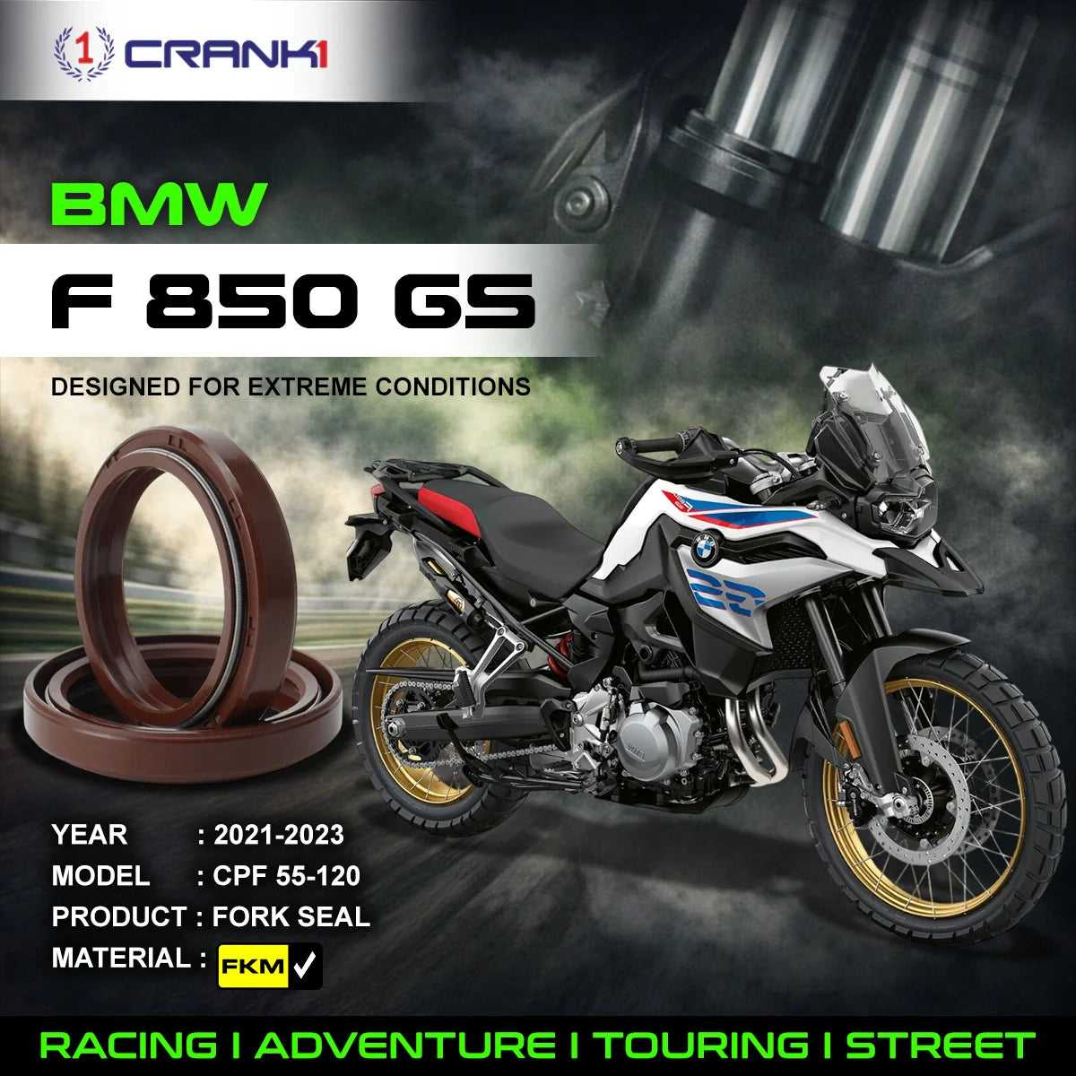 Fork Oil Seals Pair For BMW F 850 GS 2021-2023 - CPF55-120 - CRANK1
