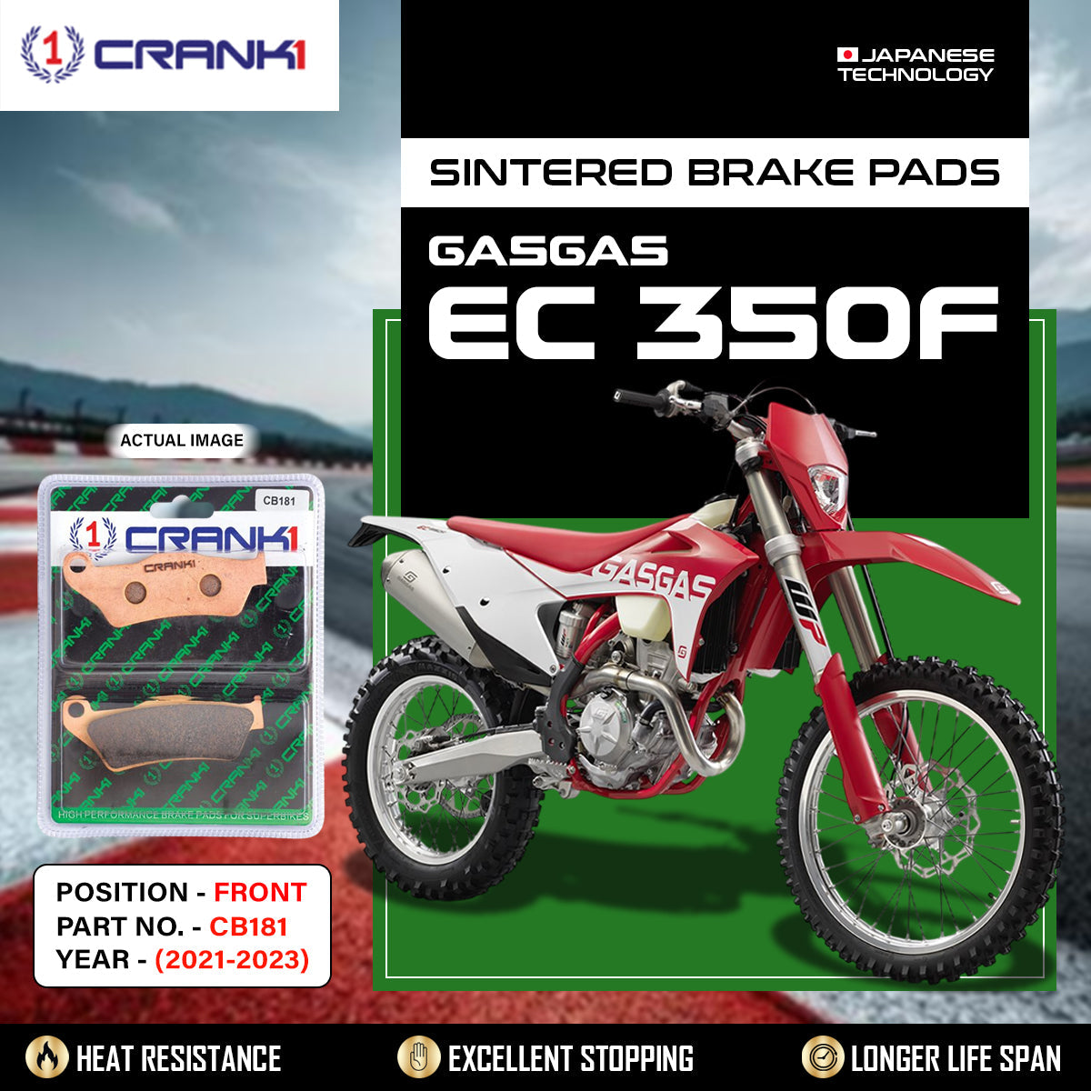 Sintered Brake Pads For GASGAS EC 350F 2021-2023 - Front - CB181 - 1 Set - CRANK1