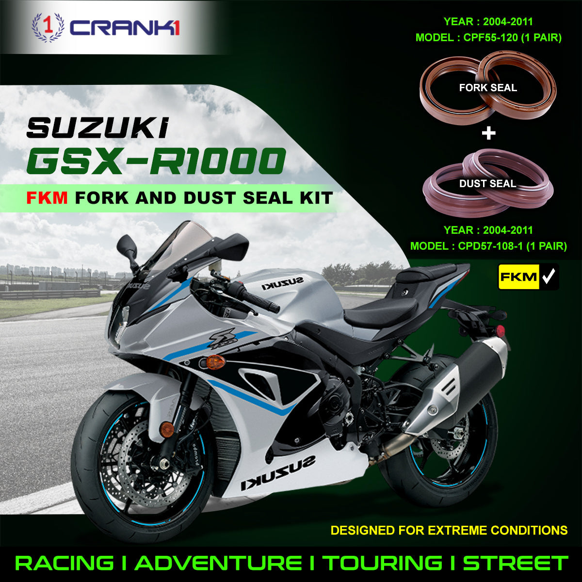 Fork And Dust Seals Kit For Suzuki GSX-R1000 2004-2011 - CRANK1