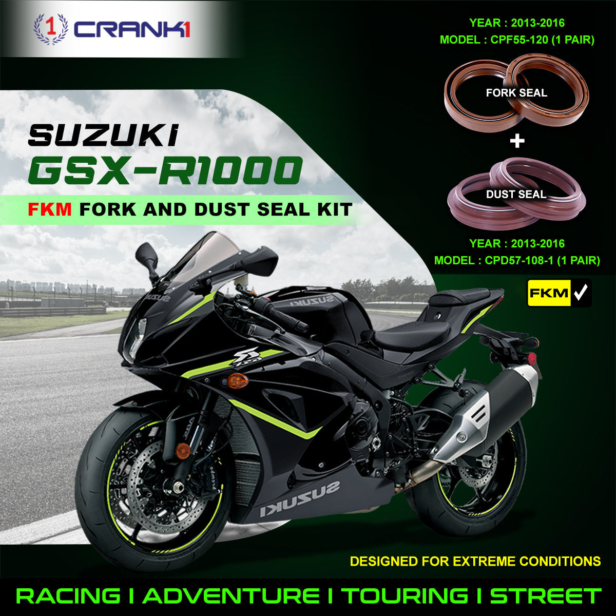Fork And Dust Seals Kit For Suzuki GSX-R1000 2013-2016 - CRANK1