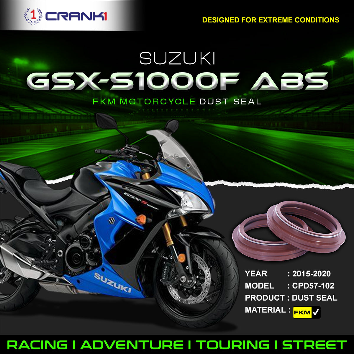 Fork Dust Seals Pair For Suzuki GSX-S1000F ABS 2015-2020 - CPD57-102 - CRANK1