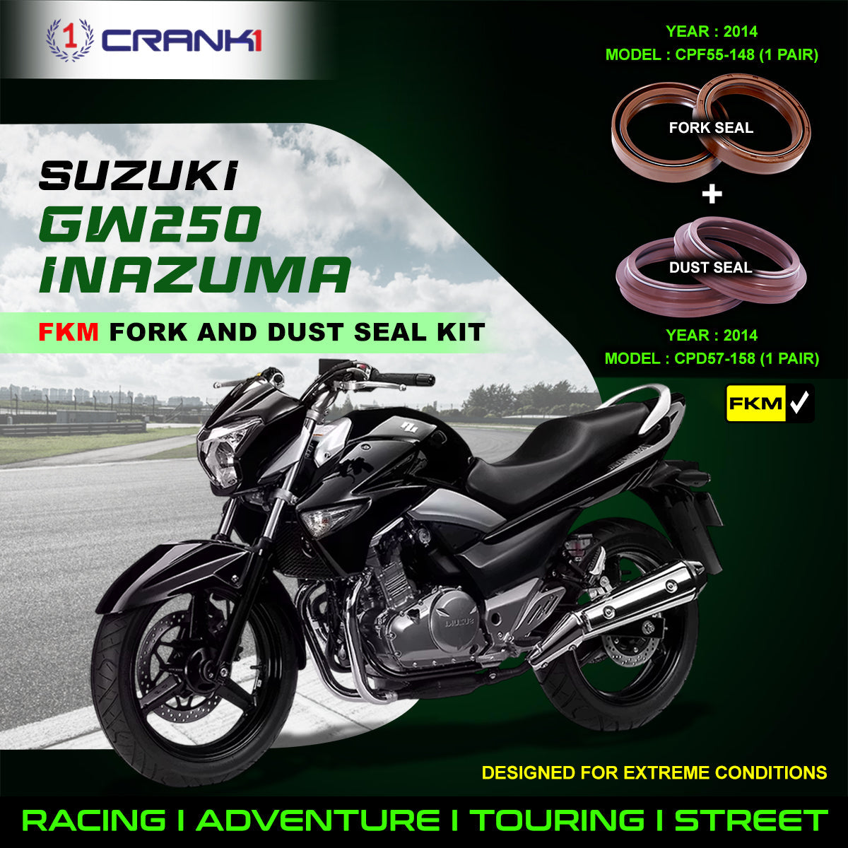 Fork And Dust Seals Kit For Suzuki GW250 Inazuma 2014 - CRANK1