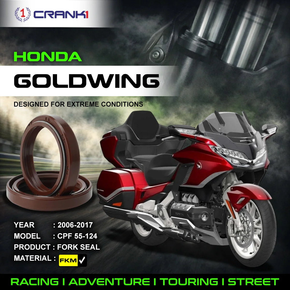 Fork Oil Seals Pair For Honda Goldwing 2006-2017 - CPF55-124 - CRANK1