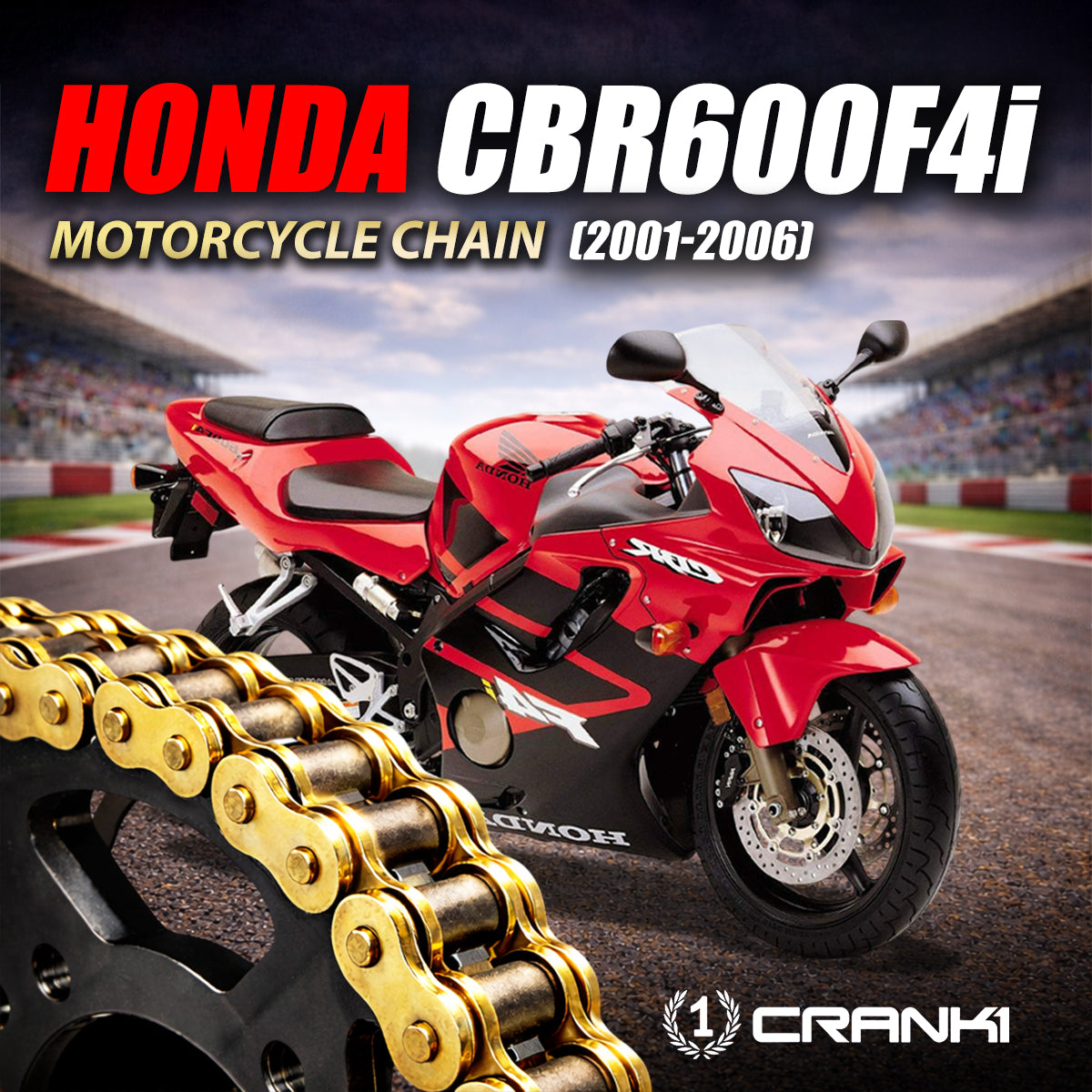 Chain For Honda CBR600F4i 2001-2006 - 525 Pitch x 112 Links Gold ZVMX - CRANK1