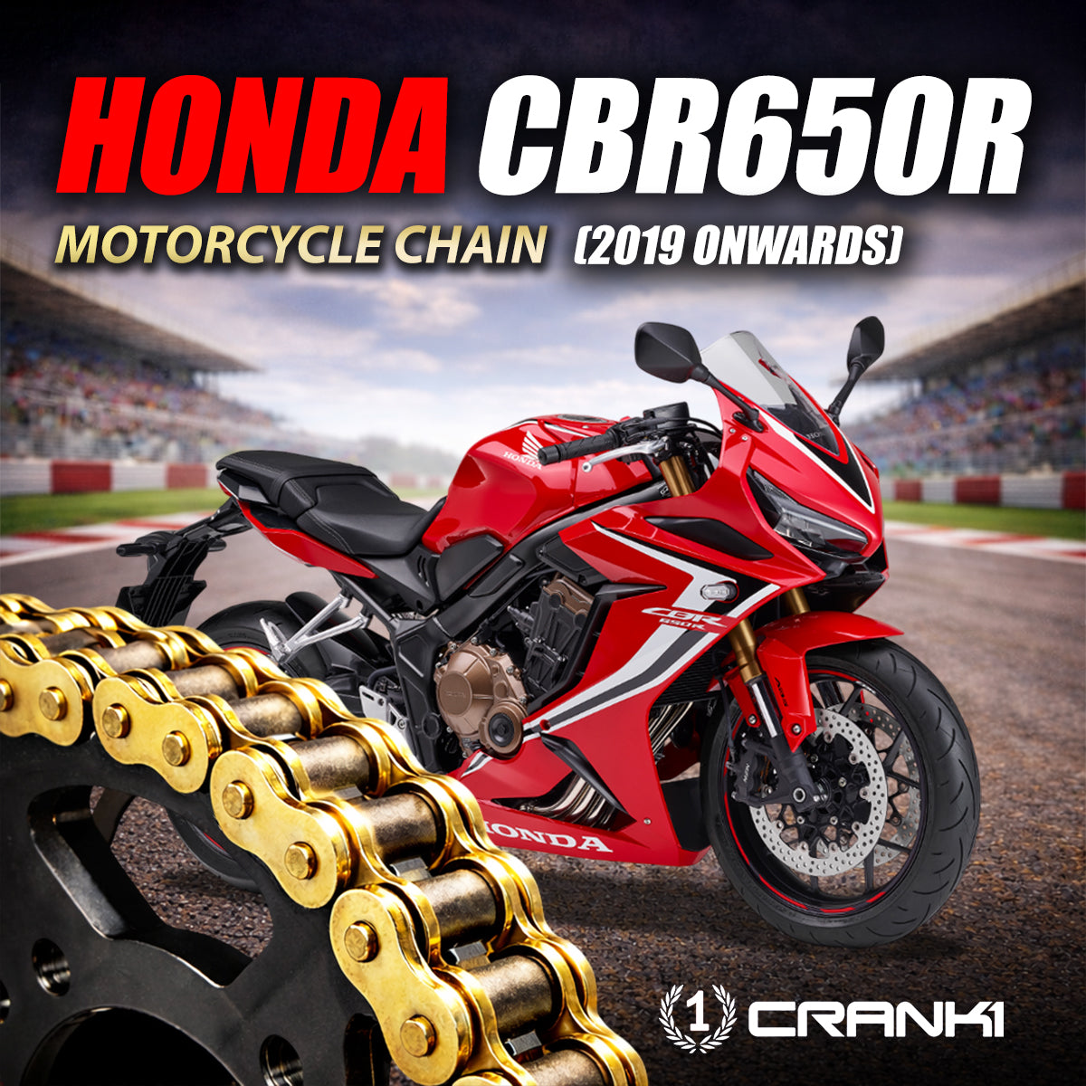 Chain For Honda CBR650R 2019 Onwards - 525 Pitch x 118 Links Gold ZVMX - CRANK1