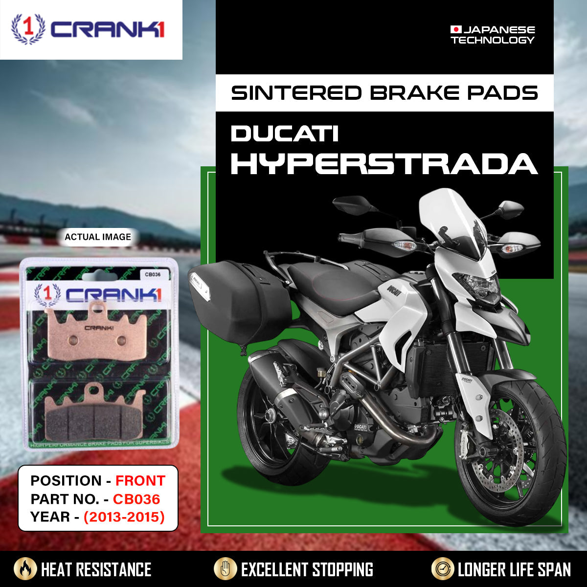 Sintered Brake Pads For Ducati Hyperstrada 2013-2015 - Front - CB036 - 2 Sets - CRANK1