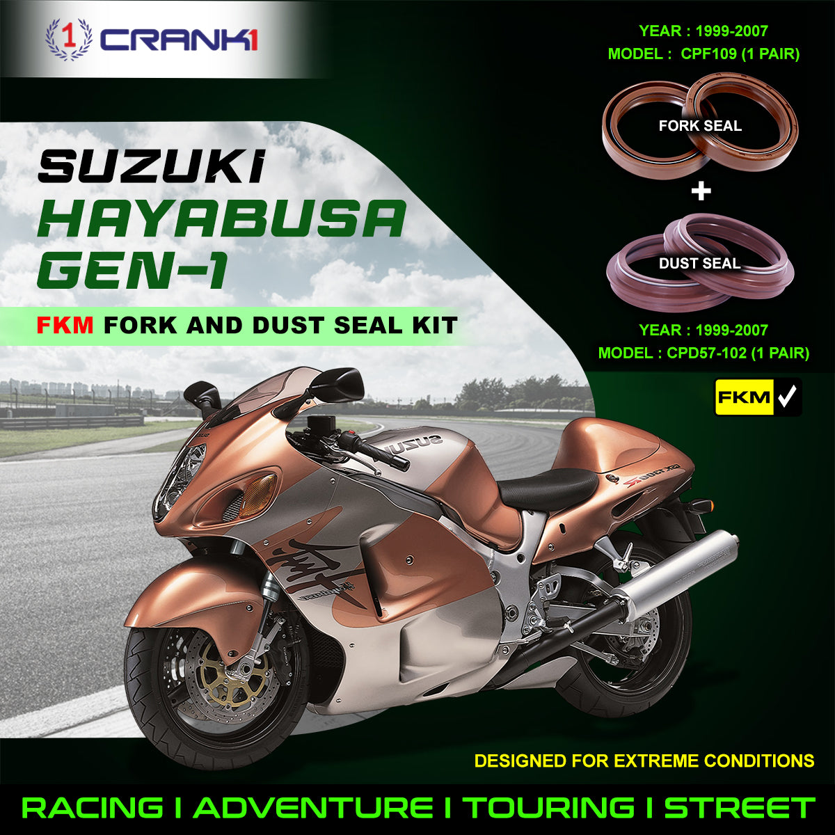 Fork And Dust Seals Kit For Suzuki Hayabusa GEN-1 1999-2007 - CRANK1