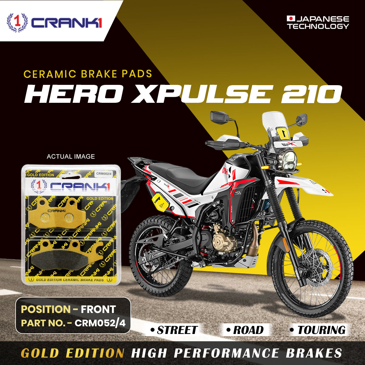 Ceramic Brake Pads For Hero Xpulse 210 Front CRM052 4 1 Set CRANK1