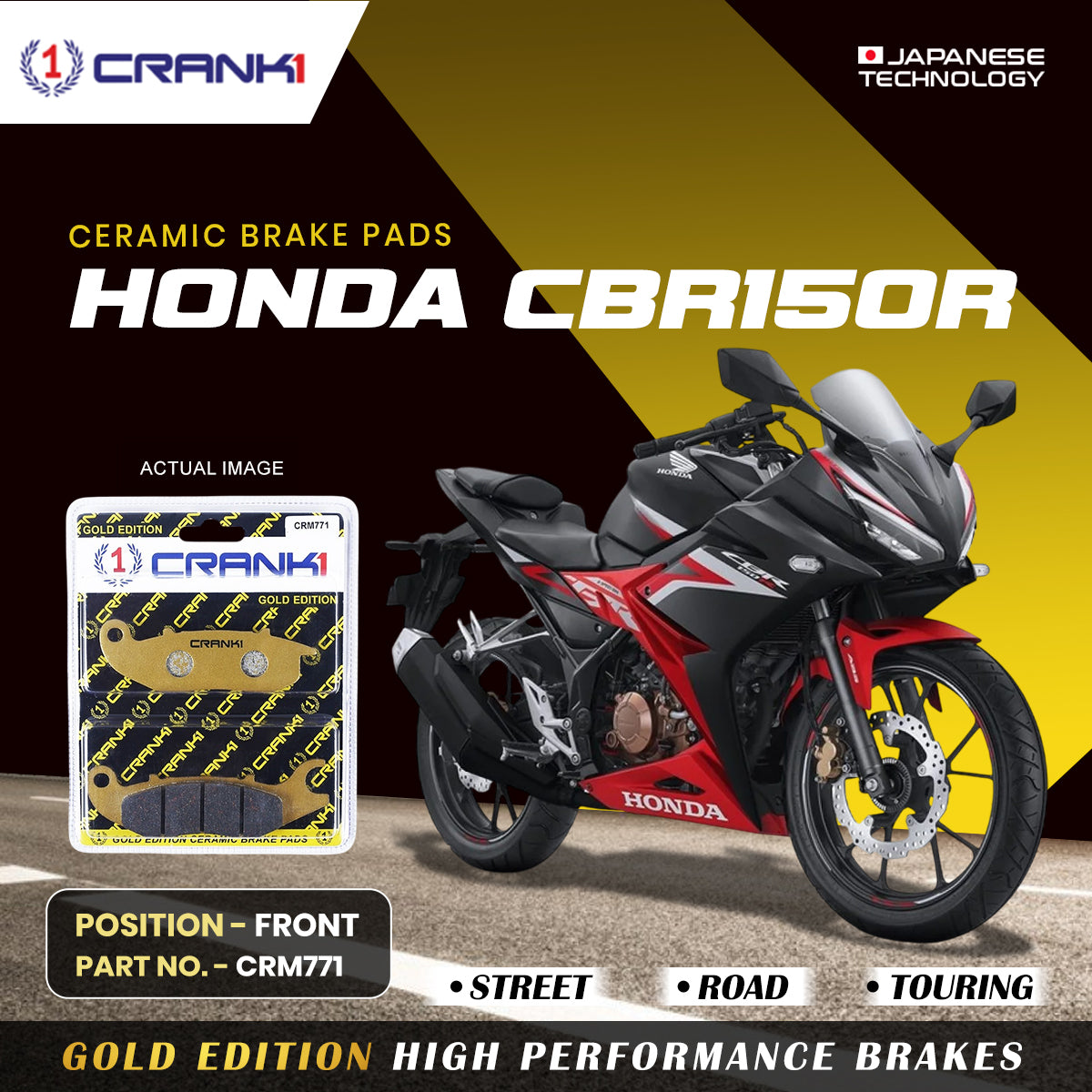 Ceramic Brake Pads For Honda CBR150R Front CRM771 1 Set CRANK1