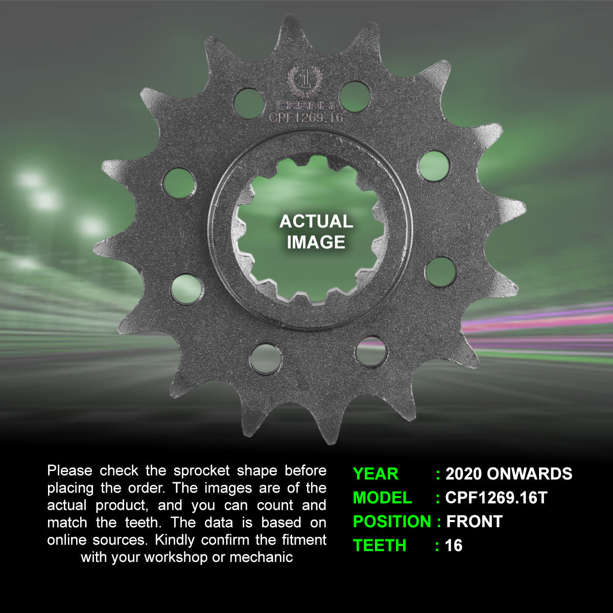 Sprocket For Honda Cbr 1000RR Fireblade 2020 Onwards - Front - CPF1269 16T - CRANK1