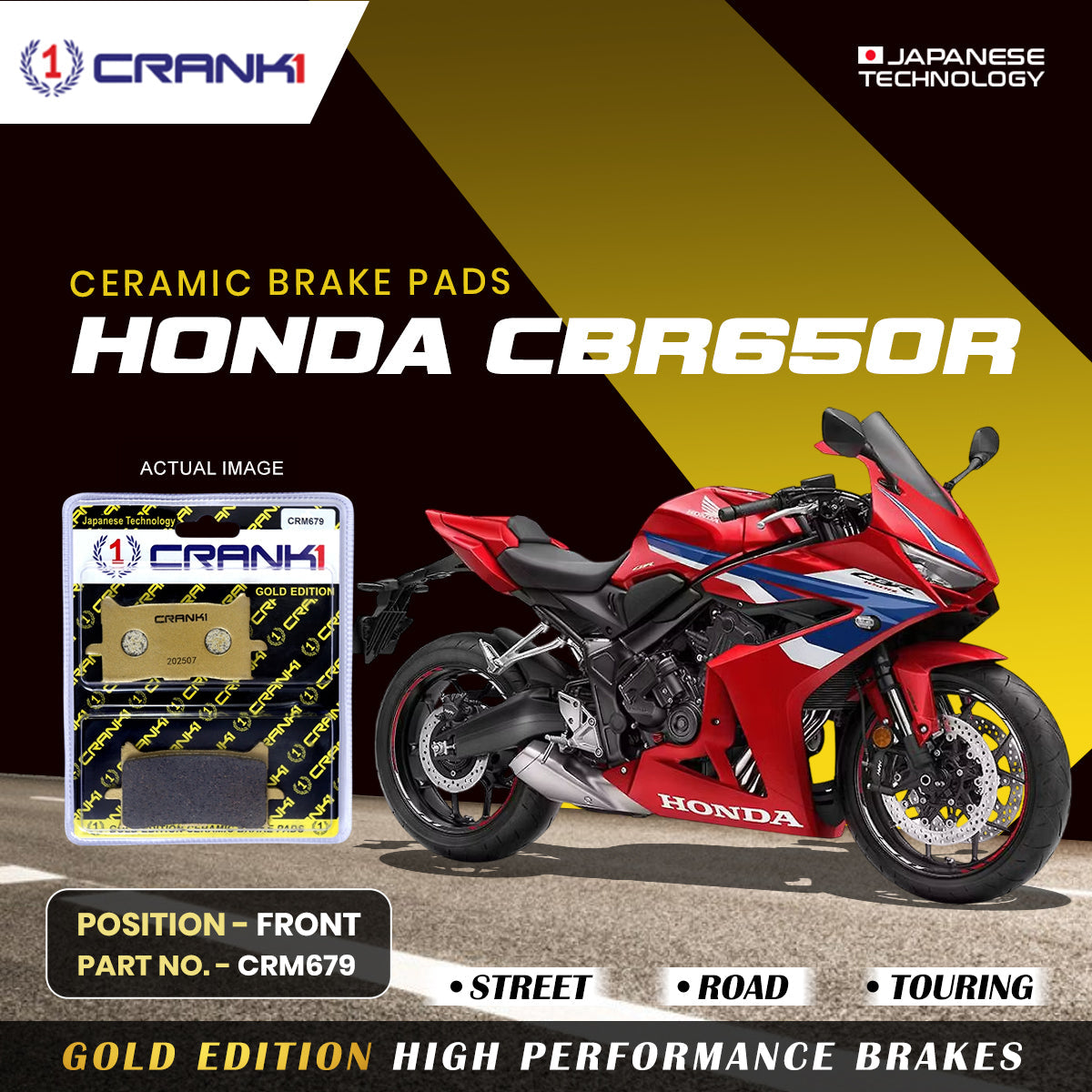 Ceramic Brake Pads For Honda CBR650R Front CRM679 2 Sets CRANK1