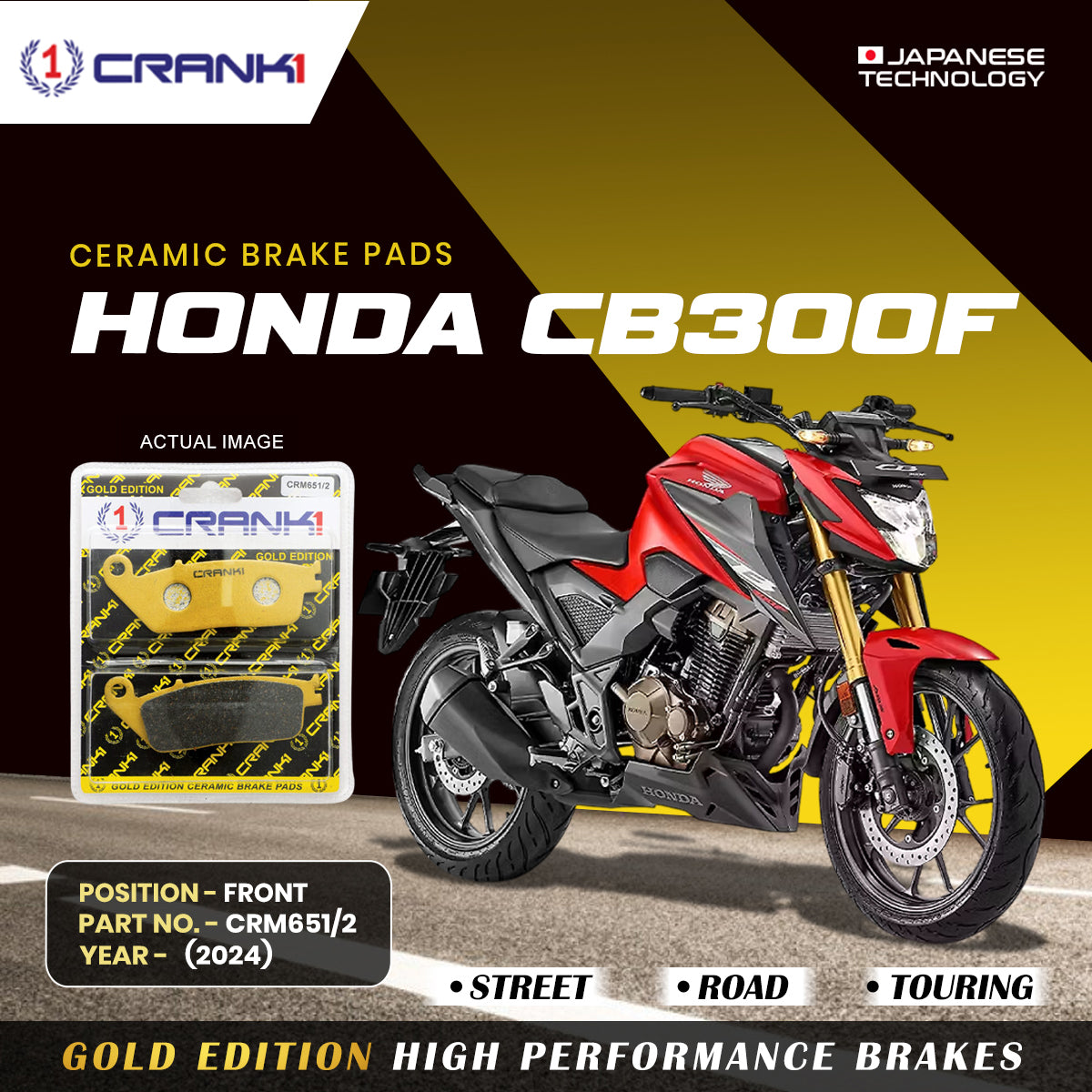 Ceramic Brake Pads For Honda CB300F 2024 Front CRM651 2 1 Set CRANK1