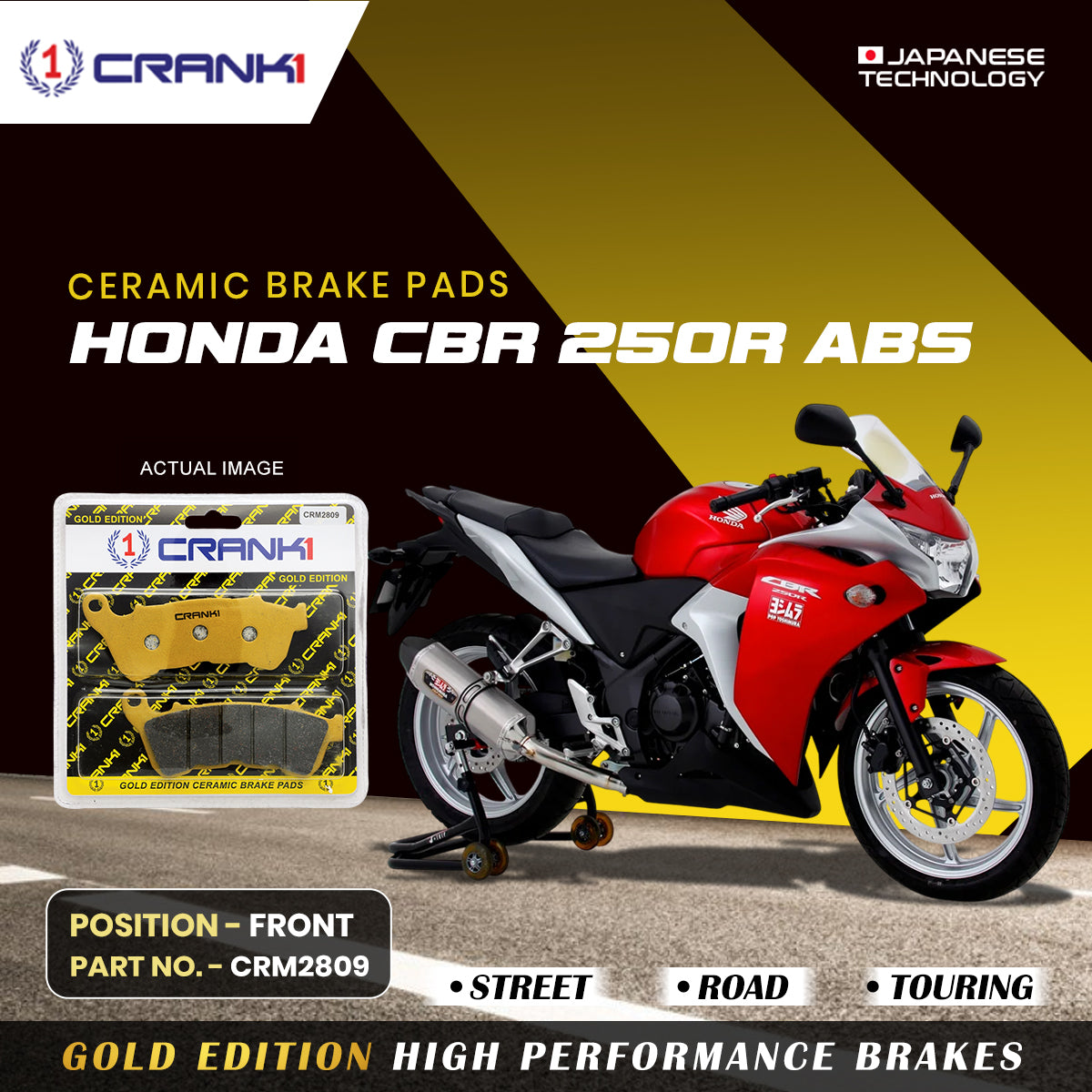 Ceramic Brake Pads For Honda CBR 250R ABS Front CRM2809 1 Set CRANK1
