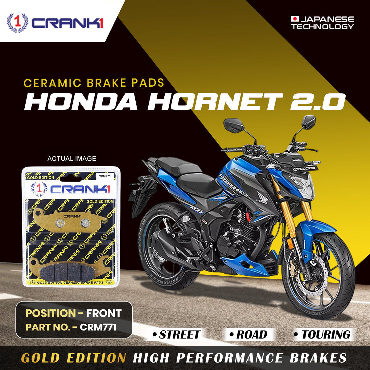 Ceramic Brake Pads For Honda Hornet 2 0 Front CRM771 1 Set CRANK1