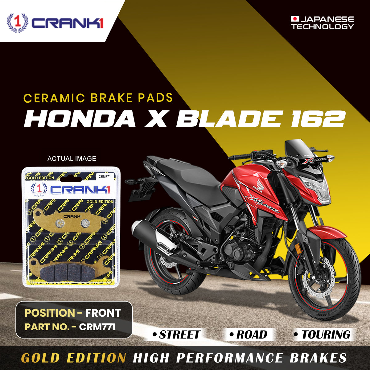 Ceramic Brake Pads For Honda X Blade 162 Front CRM771 1 Set CRANK1