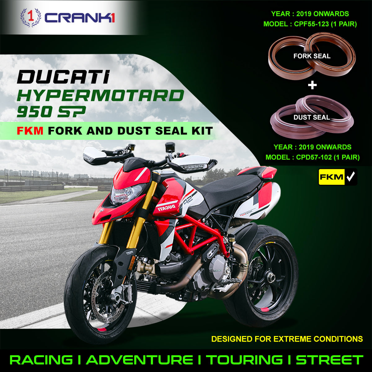 Fork And Dust Seals Kit For Ducati Hypermotard 950 SP 2019 Onwards - CRANK1