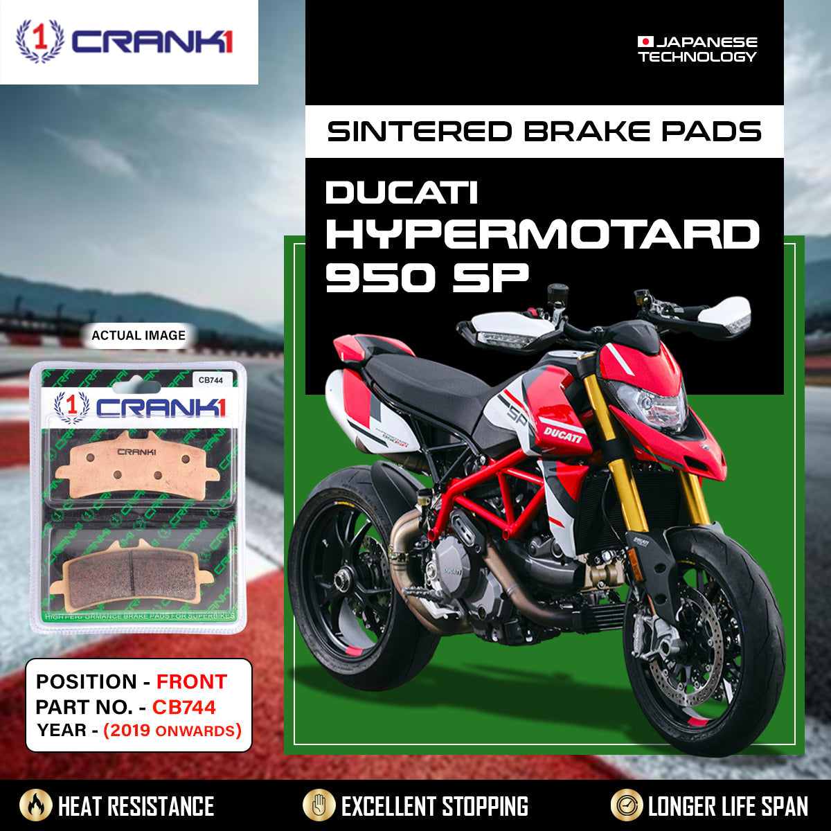Sintered Brake Pads For Ducati Hypermotard 950 SP 2019 Onwards - Front - CB744 - 2 Sets - CRANK1