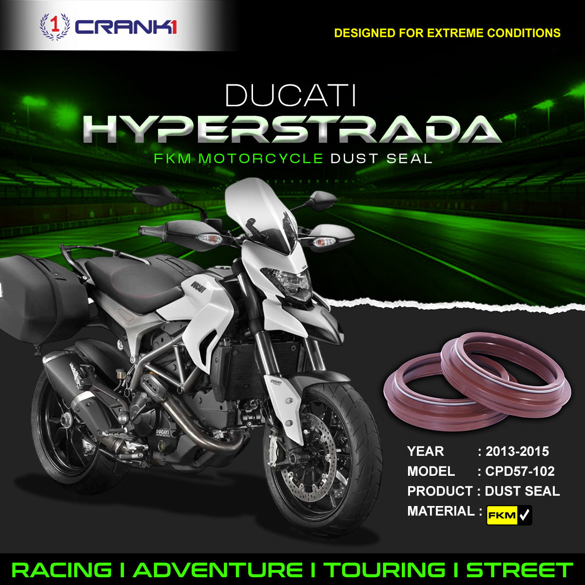 Fork Dust Seals Pair For Ducati Hyperstrada 2013-2015 - CPD57-102 - CRANK1