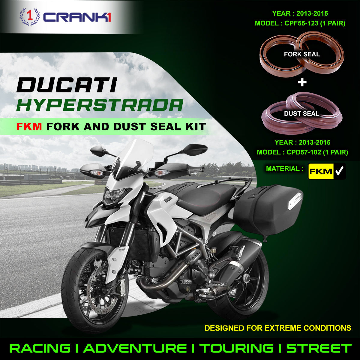 Fork And Dust Seals Kit For Ducati Hyperstrada 2013-2015 - CRANK1