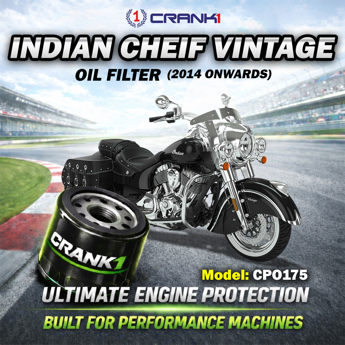 Oil Filter For Indian Cheif Vintage 2014 Onwards - CPO175 - CRANK1