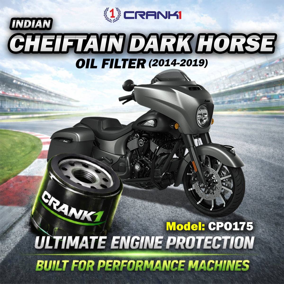 Oil Filter For Indian Cheiftain Dark Horse 2014-2019 - CPO175 - CRANK1