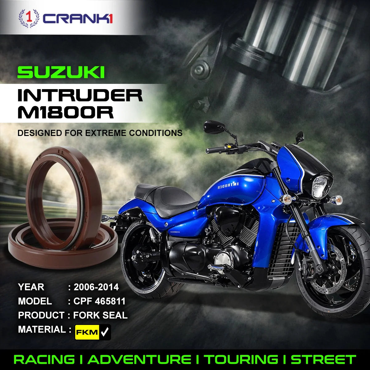 Fork Oil Seals Pair For Suzuki Intruder M1800R 2006-2014 - CPF465811 - CRANK1
