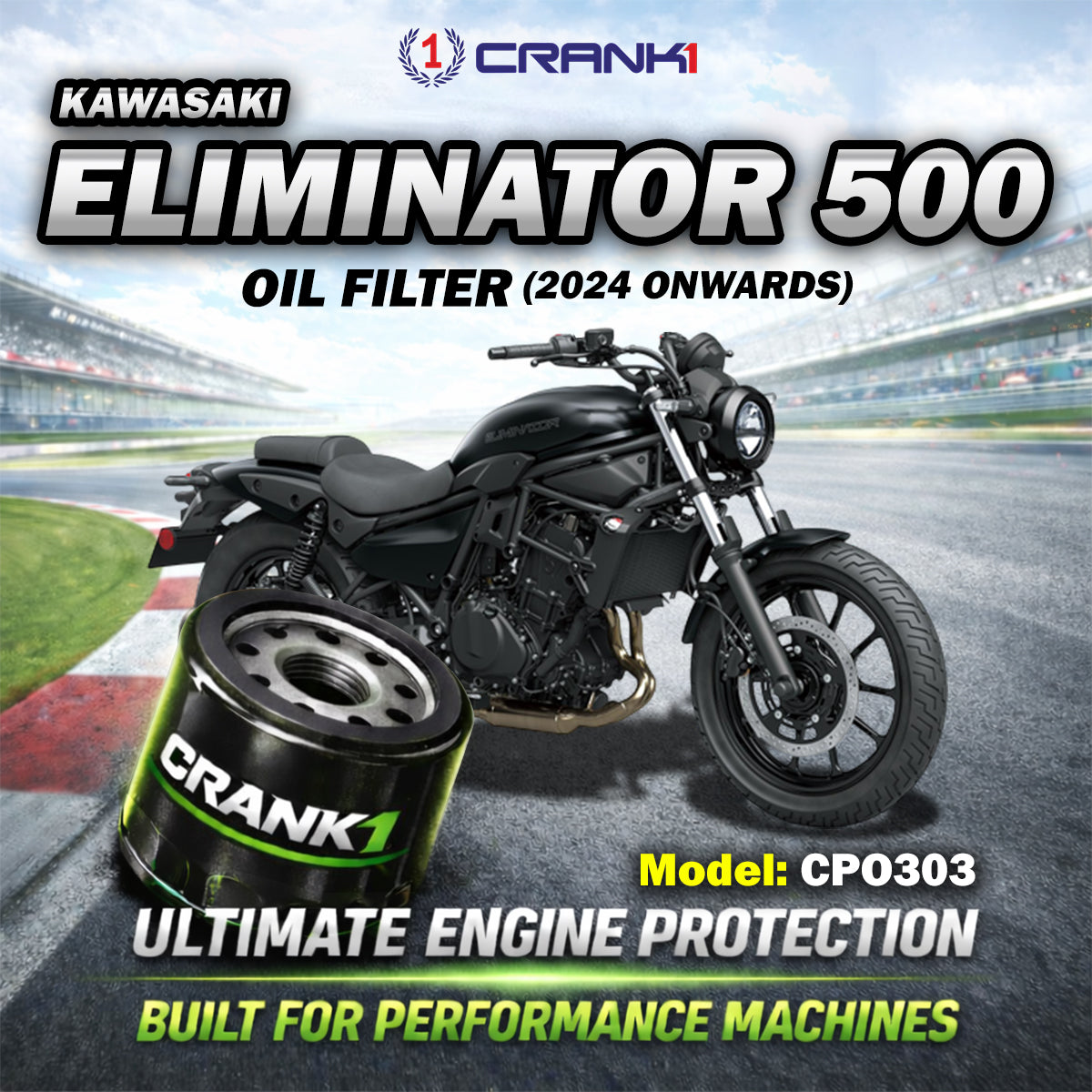 Oil Filter For Kawasaki Eliminator 500 2024 Onwards - CPO303 - CRANK1