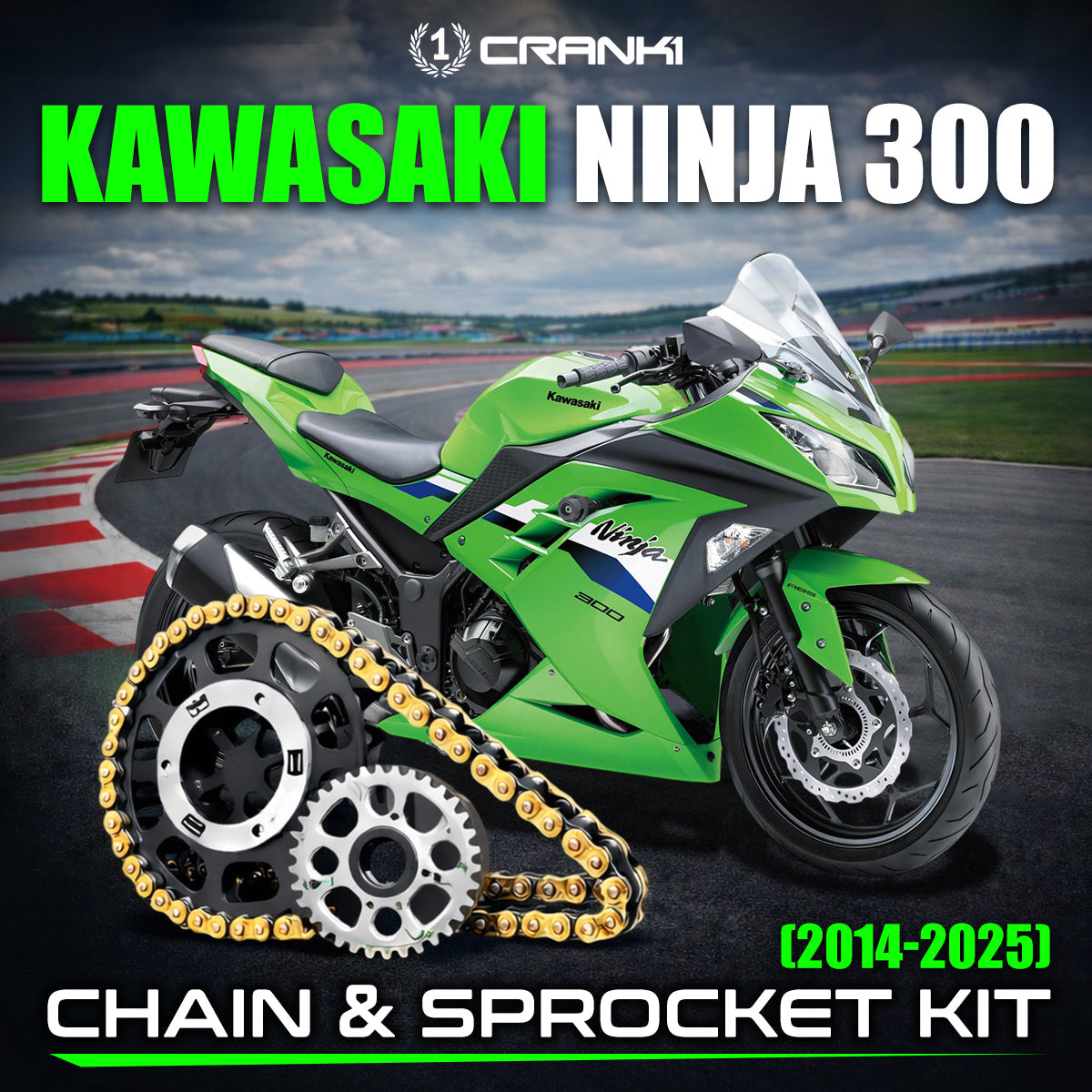 Chain And Sprocket Kit For Kawasaki Ninja 300 2014-2025 - CRANK1
