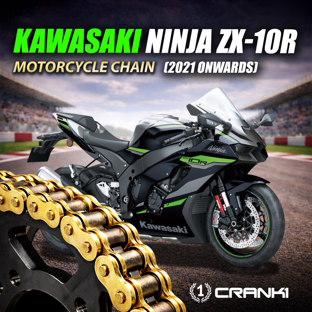 Chain For Kawasaki Ninja ZX-10R 2021 Onwards - 525 Pitch x 114 Links Gold ZVMX - CRANK1