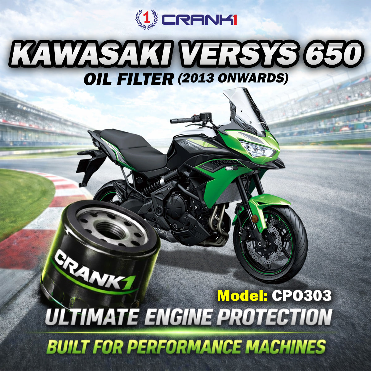Oil Filter For Kawasaki Versys 650 2013 Onwards - CPO303 - CRANK1
