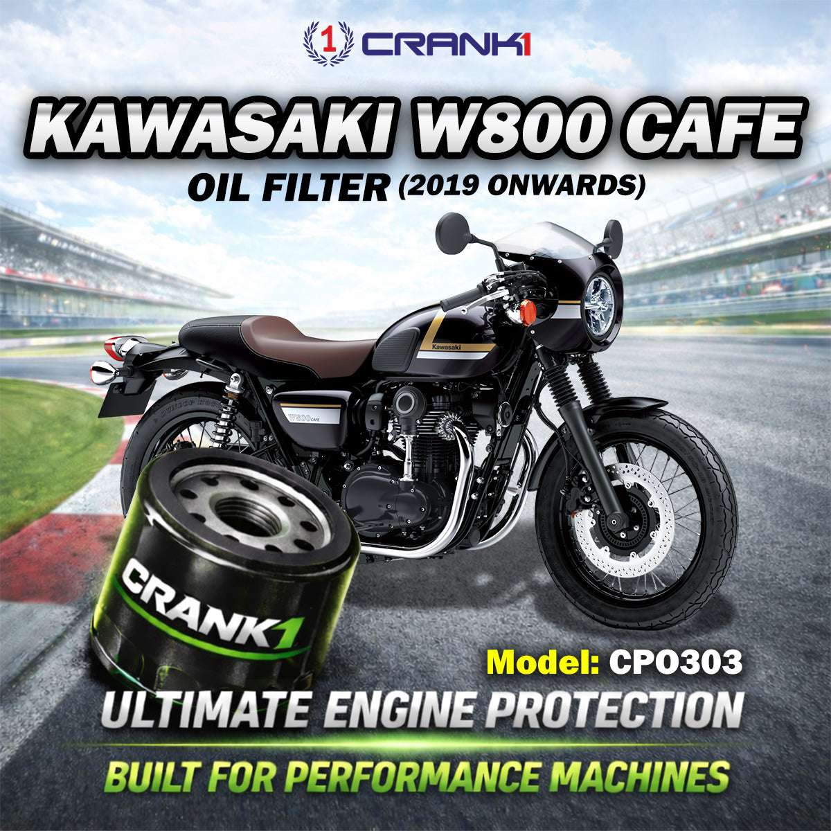 Oil Filter For Kawasaki W800 Cafe 2019 Onwards - CPO303 - CRANK1