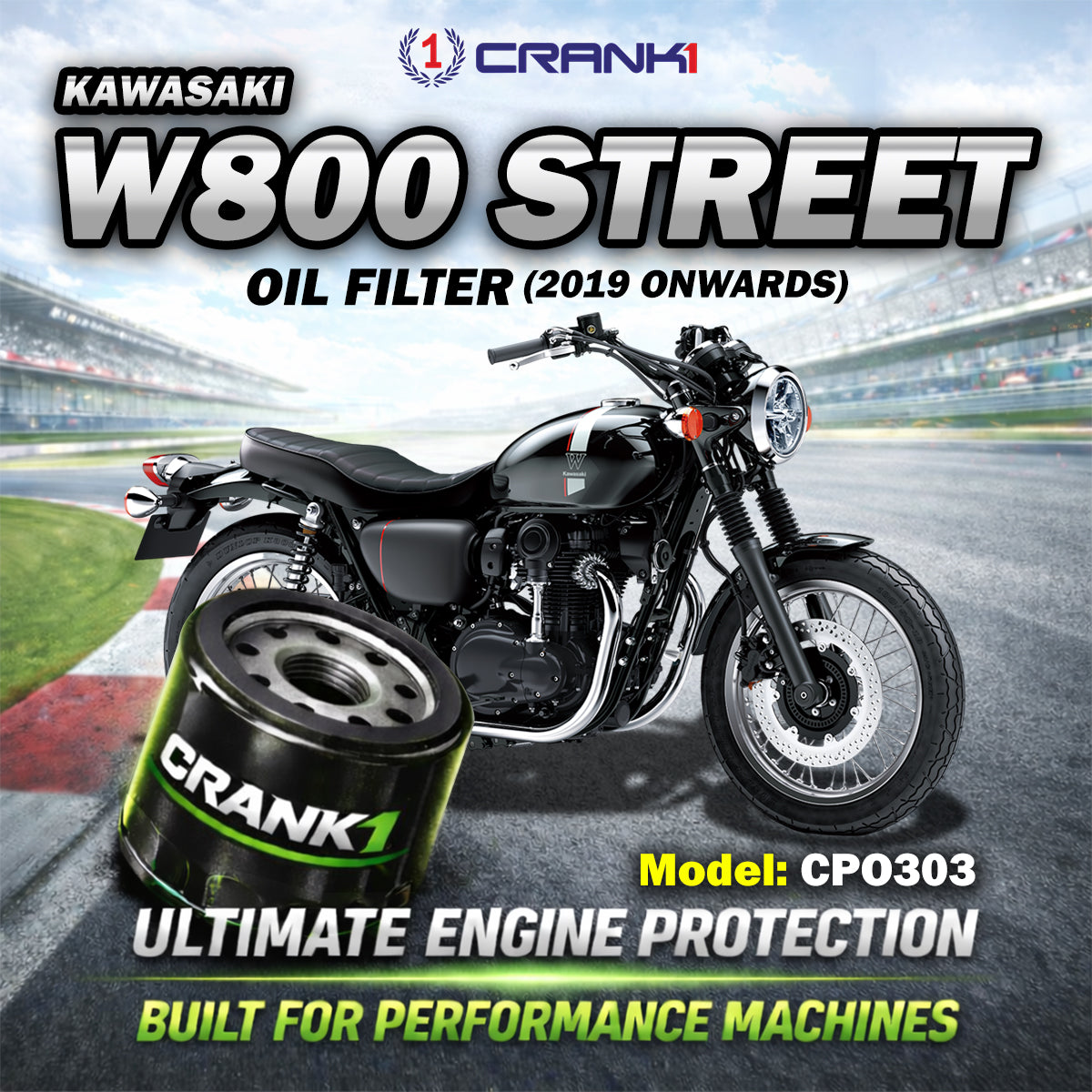Oil Filter For Kawasaki W800 Street 2019 Onwards - CPO303 - CRANK1