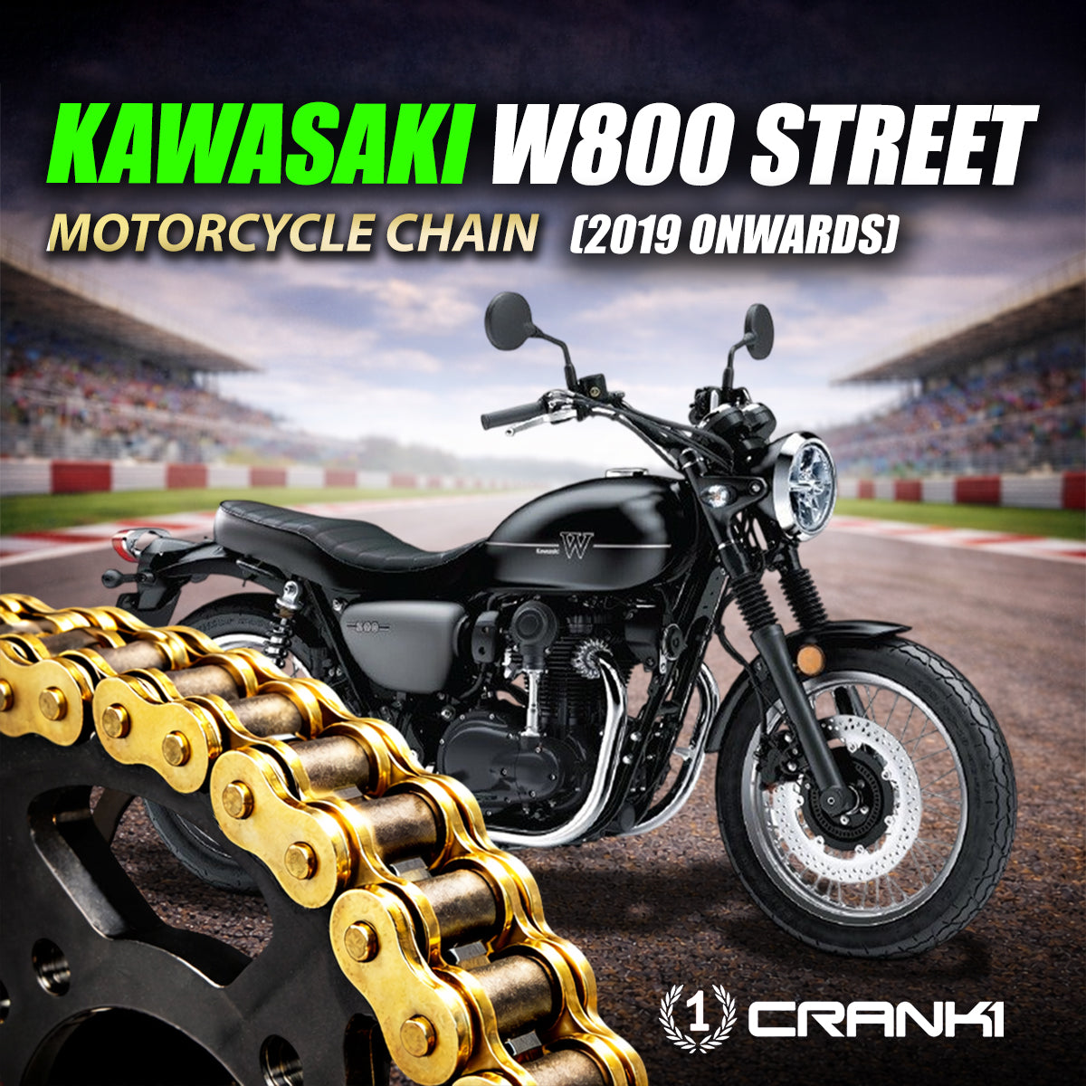 Chain For Kawasaki W800 Street 2019 Onwards - 520 Pitch x 106 Links Gold ZVMX - CRANK1