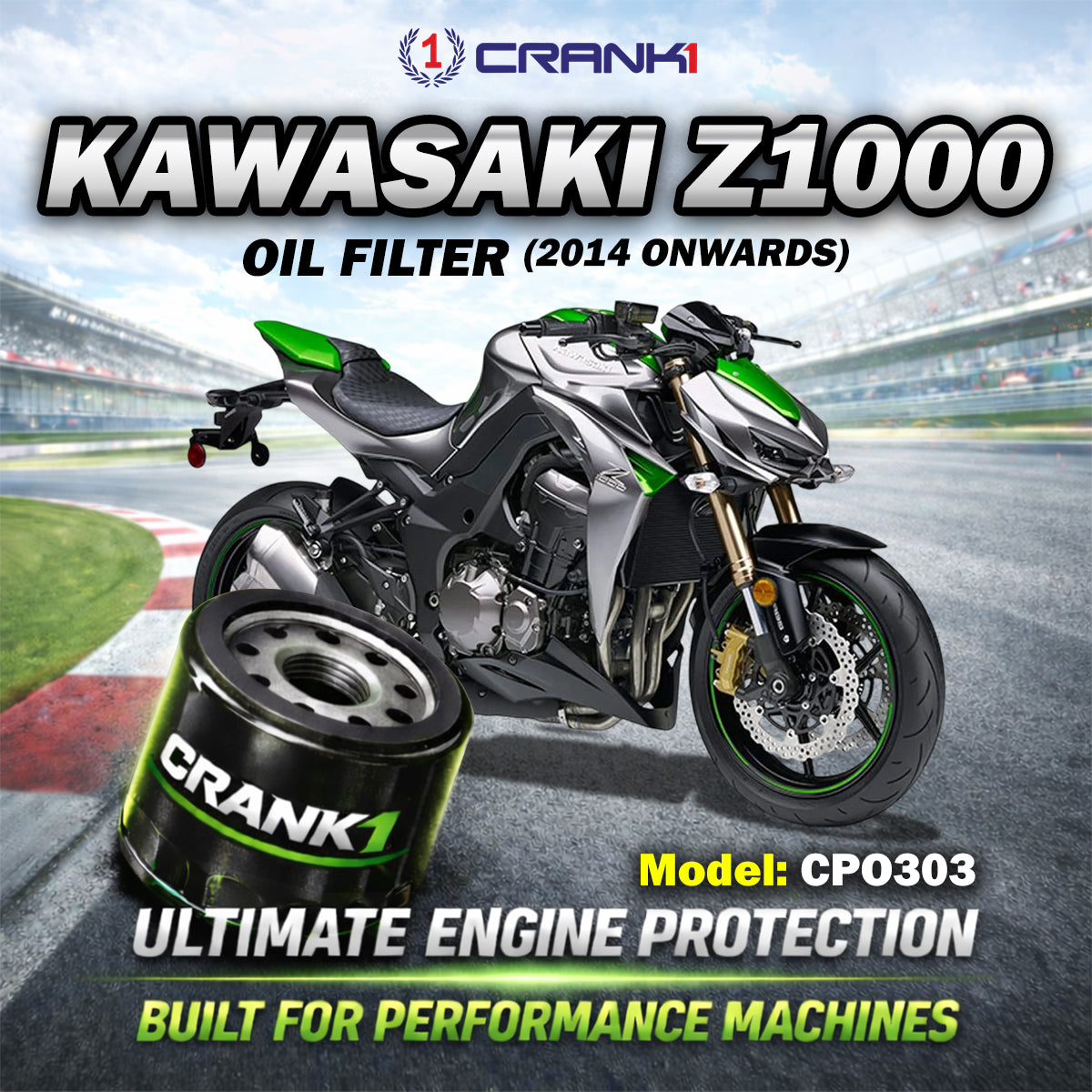Oil Filter For Kawasaki Z1000 2014 Onwards - CPO303 - CRANK1