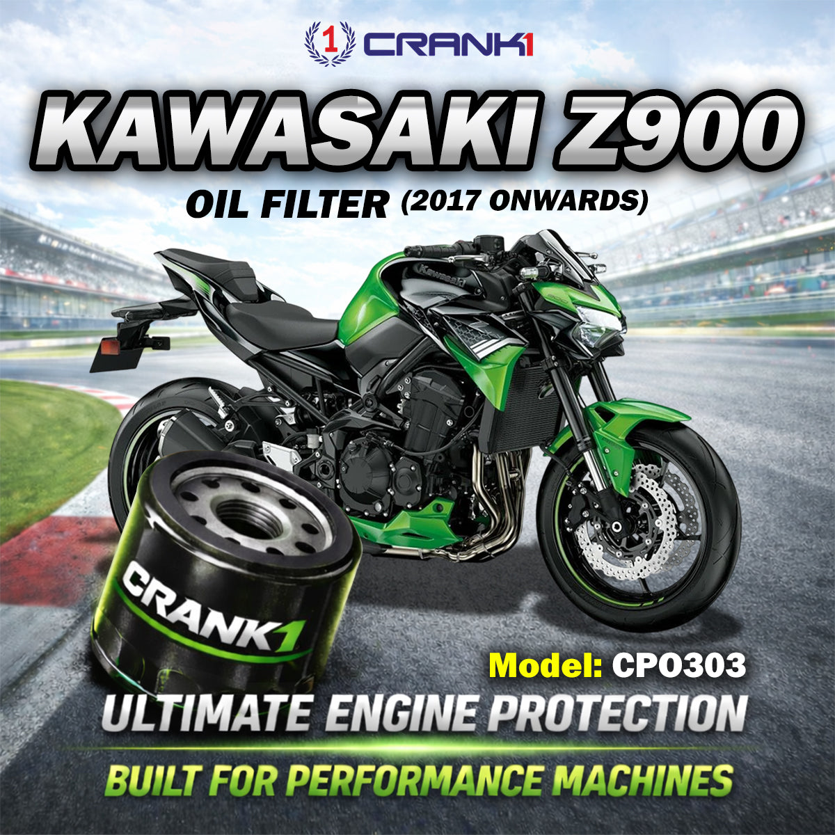 Oil Filter For Kawasaki Z900 2017 Onwards - CPO303 - CRANK1