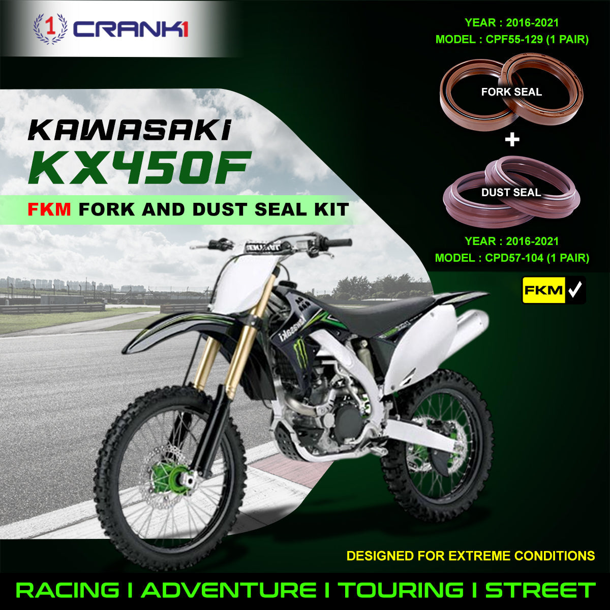 Fork And Dust Seals Kit For Kawasaki KX450F 2016-2021 - CRANK1