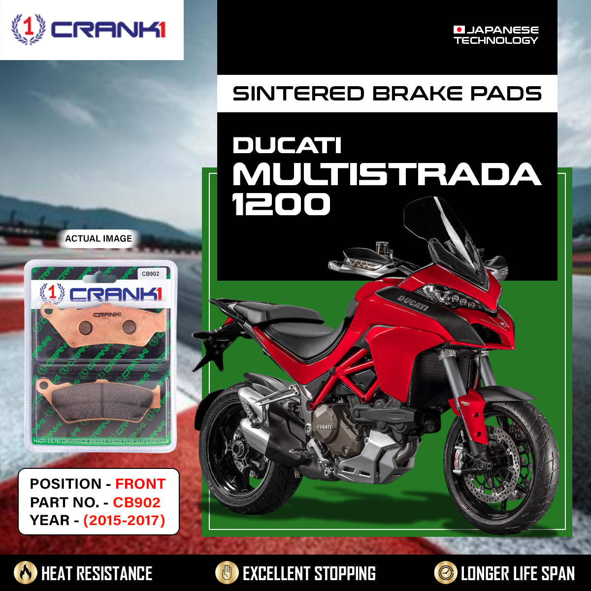 Sintered Brake Pads For Ducati Multistrada 1200 2015-2017 - Front - CB902 - 1 Set - CRANK1