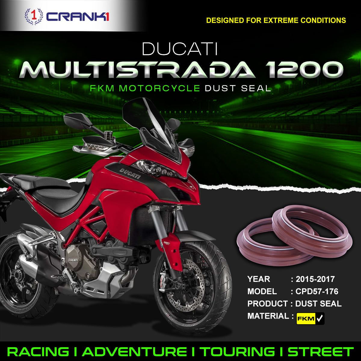 Fork Dust Seals Pair For Ducati Multistrada 1200 2015-2017 - CPD57-176 - CRANK1
