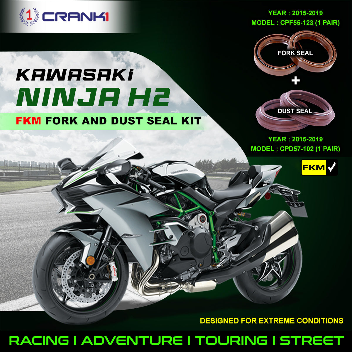 Fork And Dust Seals Kit For Kawasaki Ninja H2 2015-2019 - CRANK1