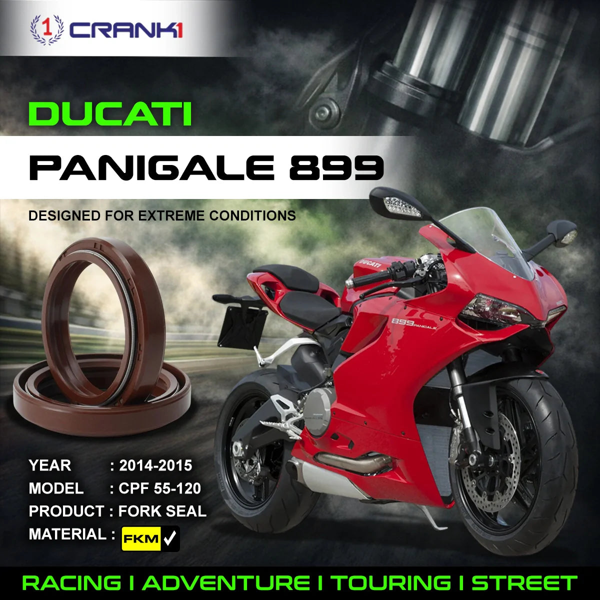 Fork Oil Seals Pair For Ducati Panigale 899 2014-2015 - CPF55-120 - CRANK1