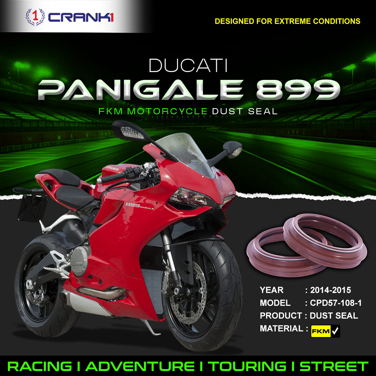 Fork Dust Seals Pair For Ducati Panigale 899 2014-2015 - CPD57-108-1 - CRANK1