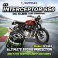 Oil Filter For Royal Enfield Interceptor 650 2018 Onwards - CPO515 - CRANK1