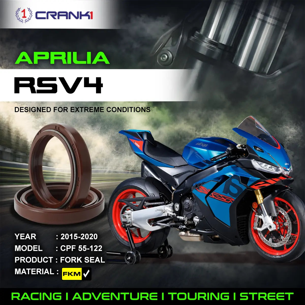 Fork Oil Seals Pair For Aprilia RSV4 2015-2020 - CPF55-122 - CRANK1