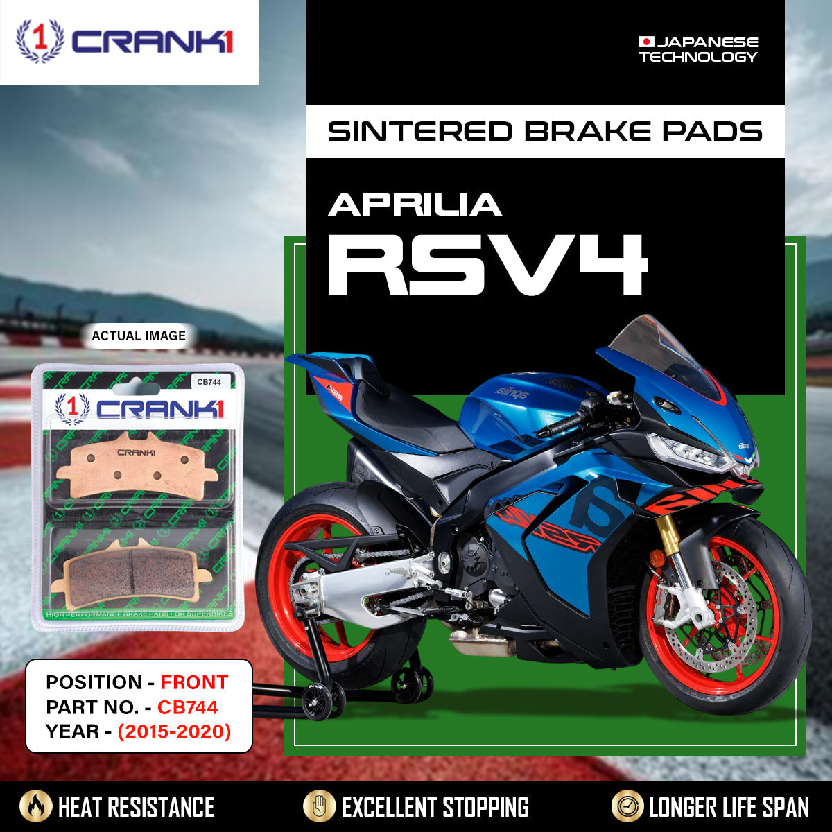 Sintered Brake Pads For Aprilia RSV4 2015-2020 - Front - CB744 - 2 Sets - CRANK1