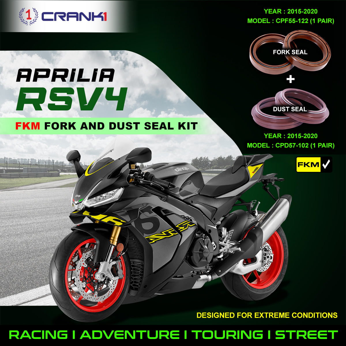 Fork And Dust Seals Kit For Aprilia RSV4 2015-2020 - CRANK1