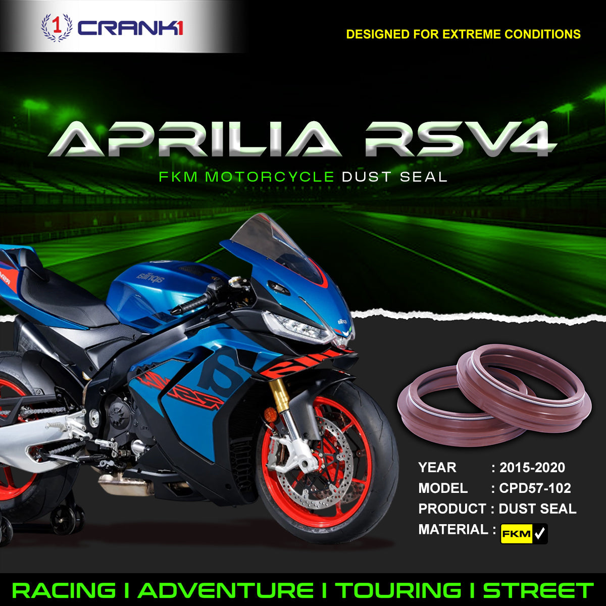 Fork Dust Seals Pair For Aprilia RSV4 2015-2020 - CPD57-102 - CRANK1