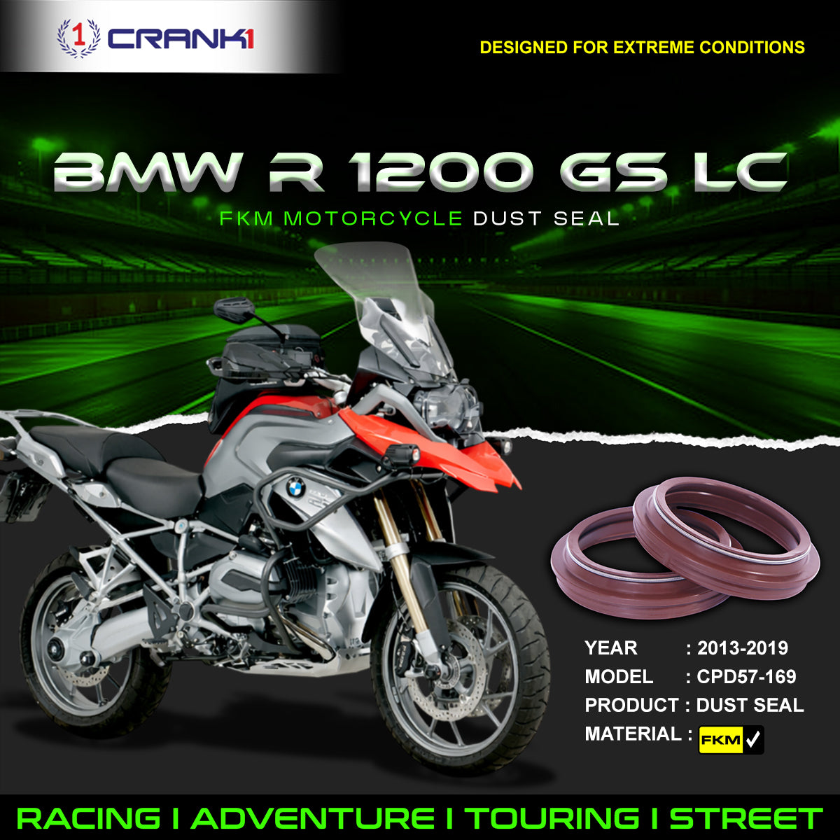 Fork Dust Seals Pair For BMW R 1200 GS LC 2013-2019 - CPD57-169 - CRANK1